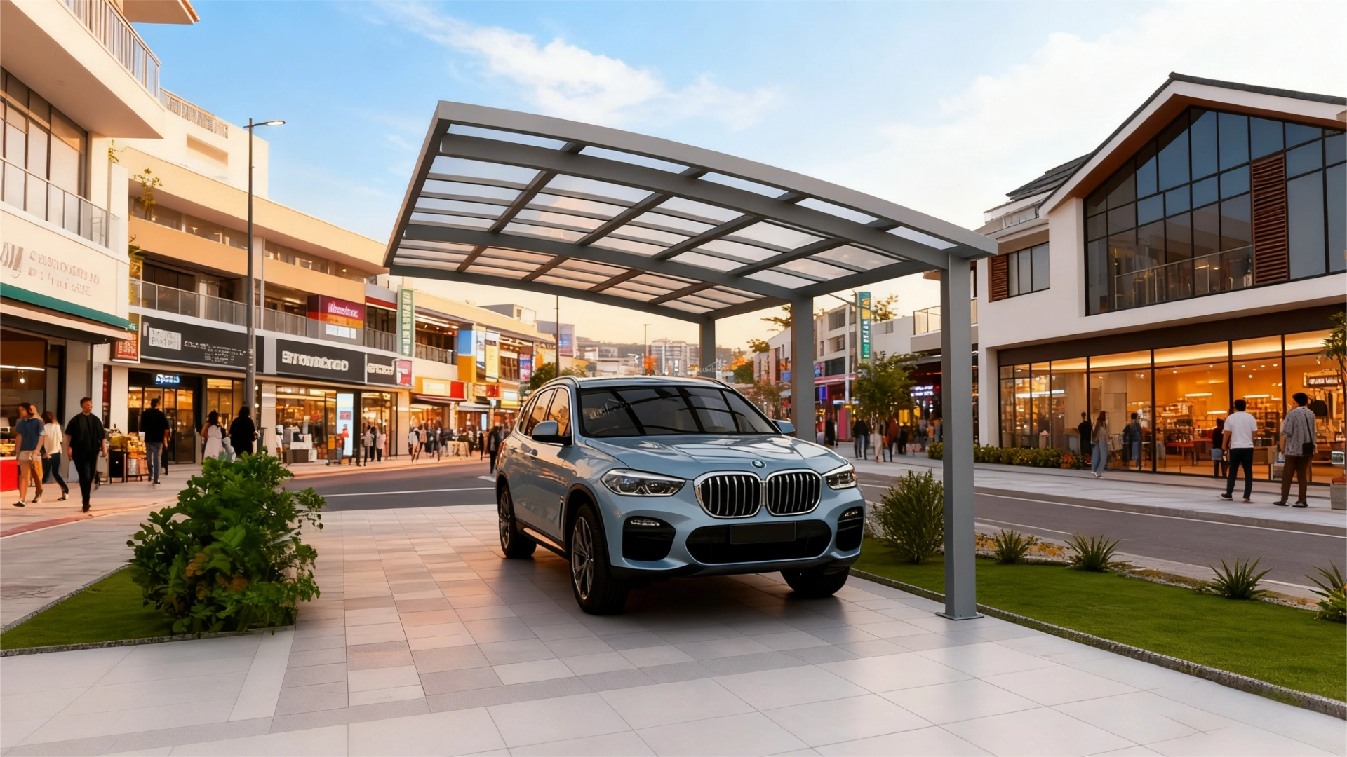 Modern aluminum carport systems designed for residential driveways and commercial parking areas, featuring durable powder-coated metal structures that provide reliable protection from sun, rain, and snow. Customizable carport solutions manufactured by Lumisong, supporting wholesale supply, project customization, and global online sales for customers in the USA, Canada, UK, Australia, and international markets.