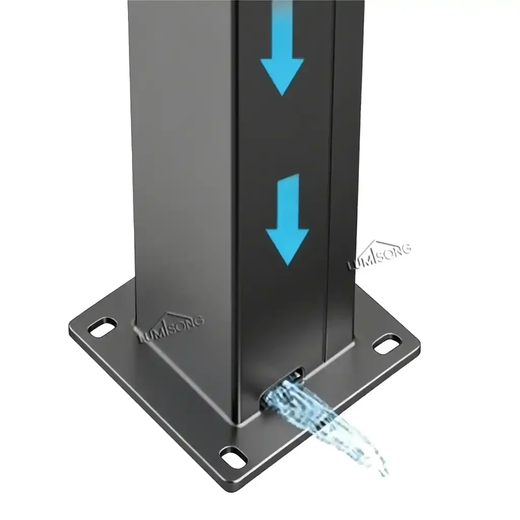 High-performance pergola drainage system with integrated rainwater channels, waterproof aluminum structure, and customizable design for residential and commercial outdoor spaces | Lumisong