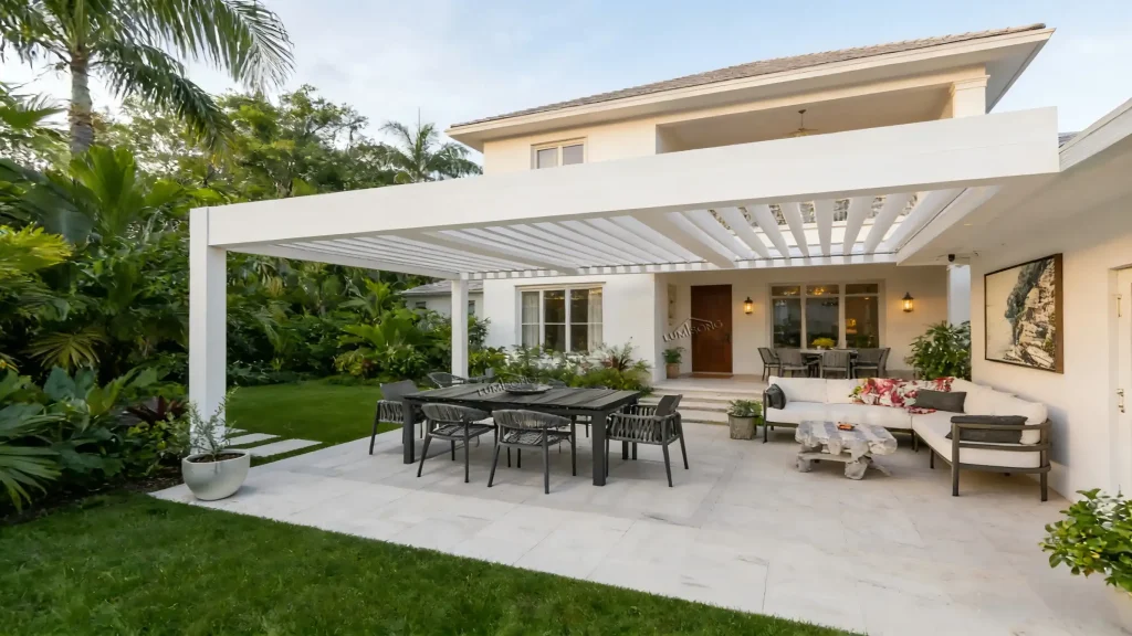 Spacious outdoor gazebo with premium aluminum structure, designed for residential and commercial gardens, providing durable, weather-resistant, and stylish outdoor living solutions | Lumisong