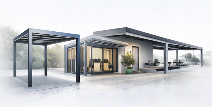 Structural configurations for aluminum pergola and outdoor canopy systems including freestanding pergolas, wall-mounted patio covers, and large-span outdoor structures for patios, gardens, terraces, rooftops, restaurants, hotels, and commercial outdoor spaces, durable aluminum pergola structure solutions for residential and project installations – Lumisong