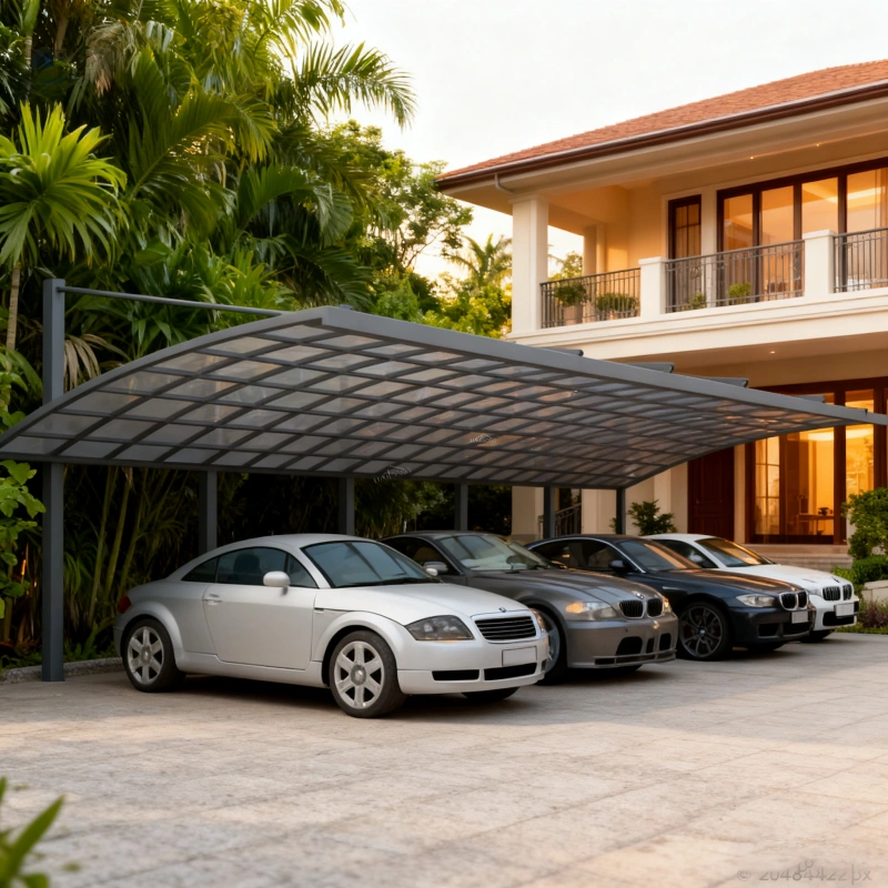 Modern carport garage structure made with durable aluminum and metal frame, designed for residential driveways and commercial parking areas. Weather-resistant carport garage providing reliable protection from sun, rain, and snow, suitable for homes, villas, apartments, offices, hotels, and outdoor parking facilities. Custom sizes, colors, and structural configurations available for project installations, wholesale supply, and online purchase. Manufactured by Lumisong, a leading carport garage manufacturer in China serving customers in the USA, Canada, UK, Australia, and global markets.
