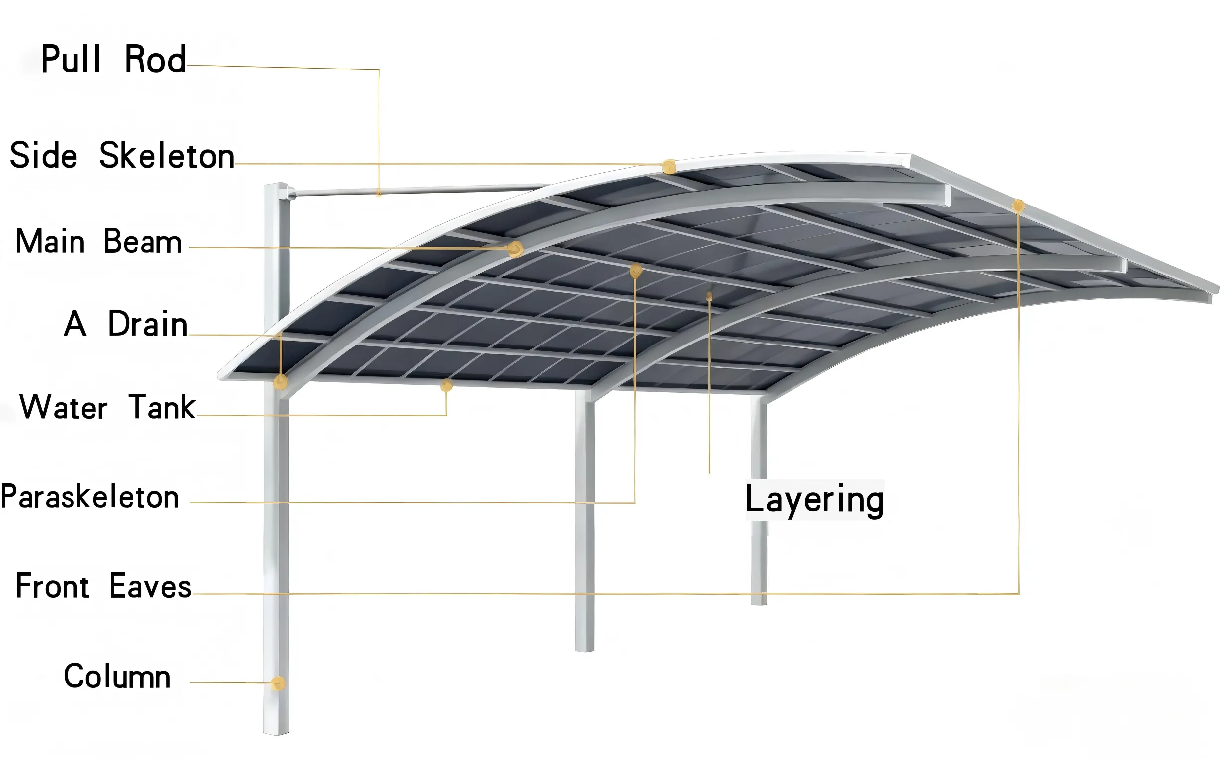 Cable-stayed carport model with suspended aluminum frame and modern canopy structure by Lumisong