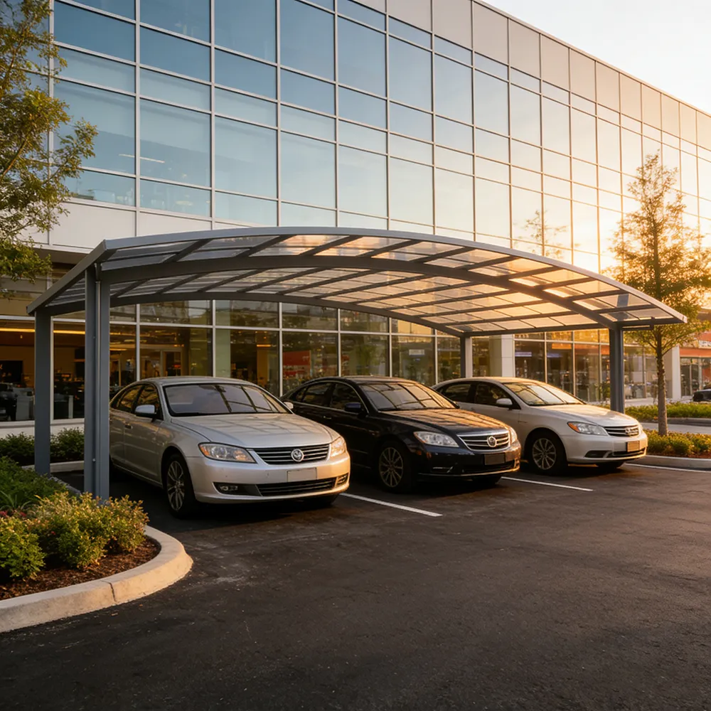 Modern enclosed aluminum carport by Lumisong for premium vehicle protection, weather resistance, and secure outdoor storage