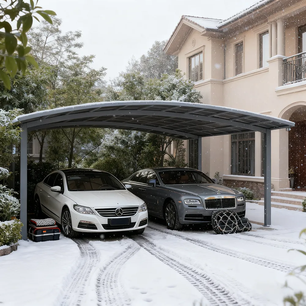 Heavy duty aluminum carport by Lumisong for commercial-grade vehicle protection and long-term all-weather durability