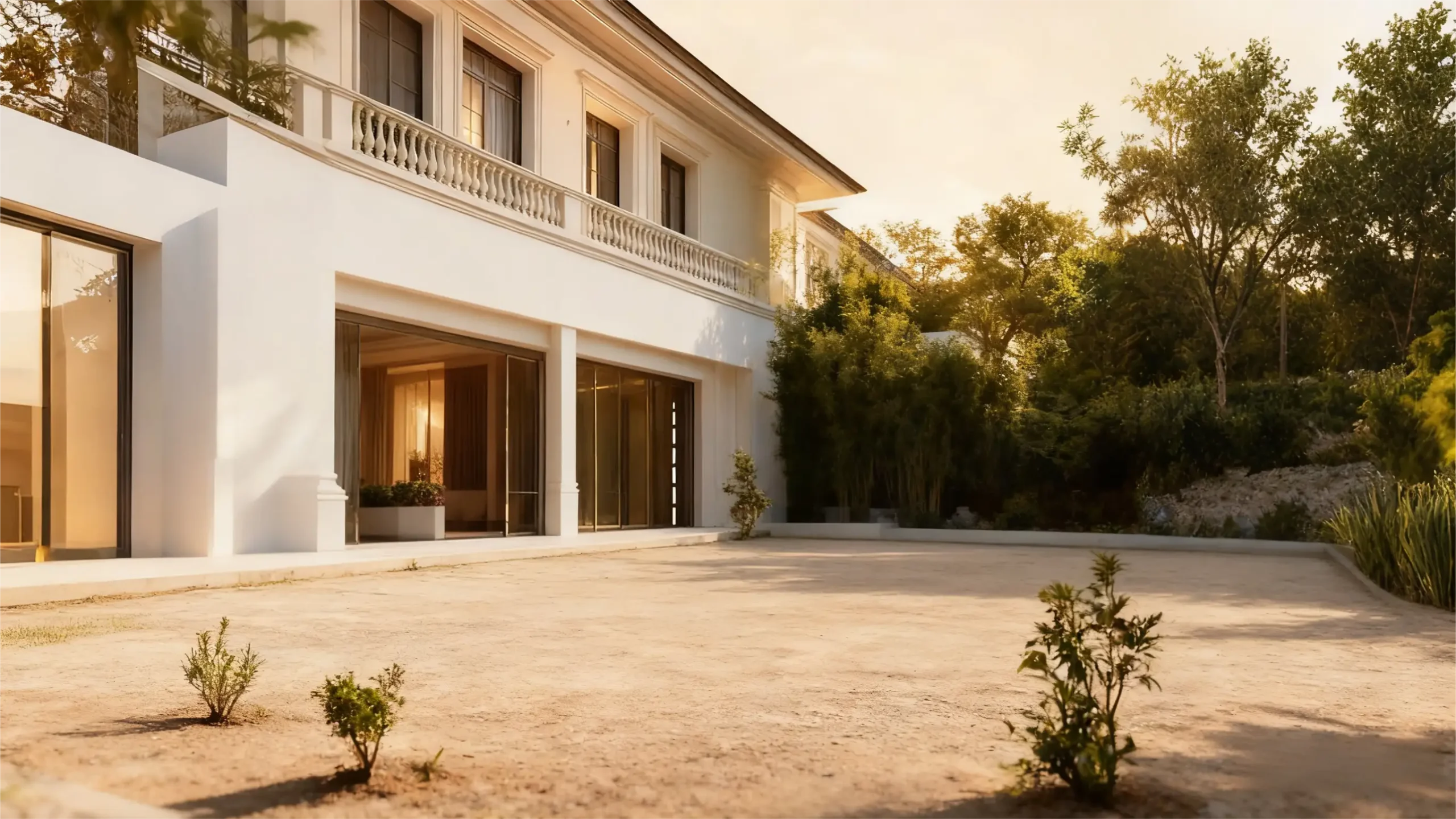 Luxury pergola before installation by Lumisong showing villa patio space ready for premium outdoor transformation