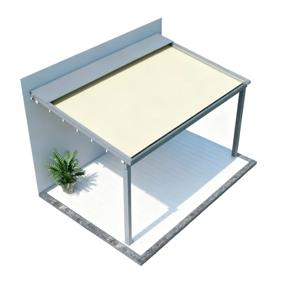 Wind sensor awning by Lumisong for patios and terraces, offering automatic protection from strong winds with premium sun and rain coverage