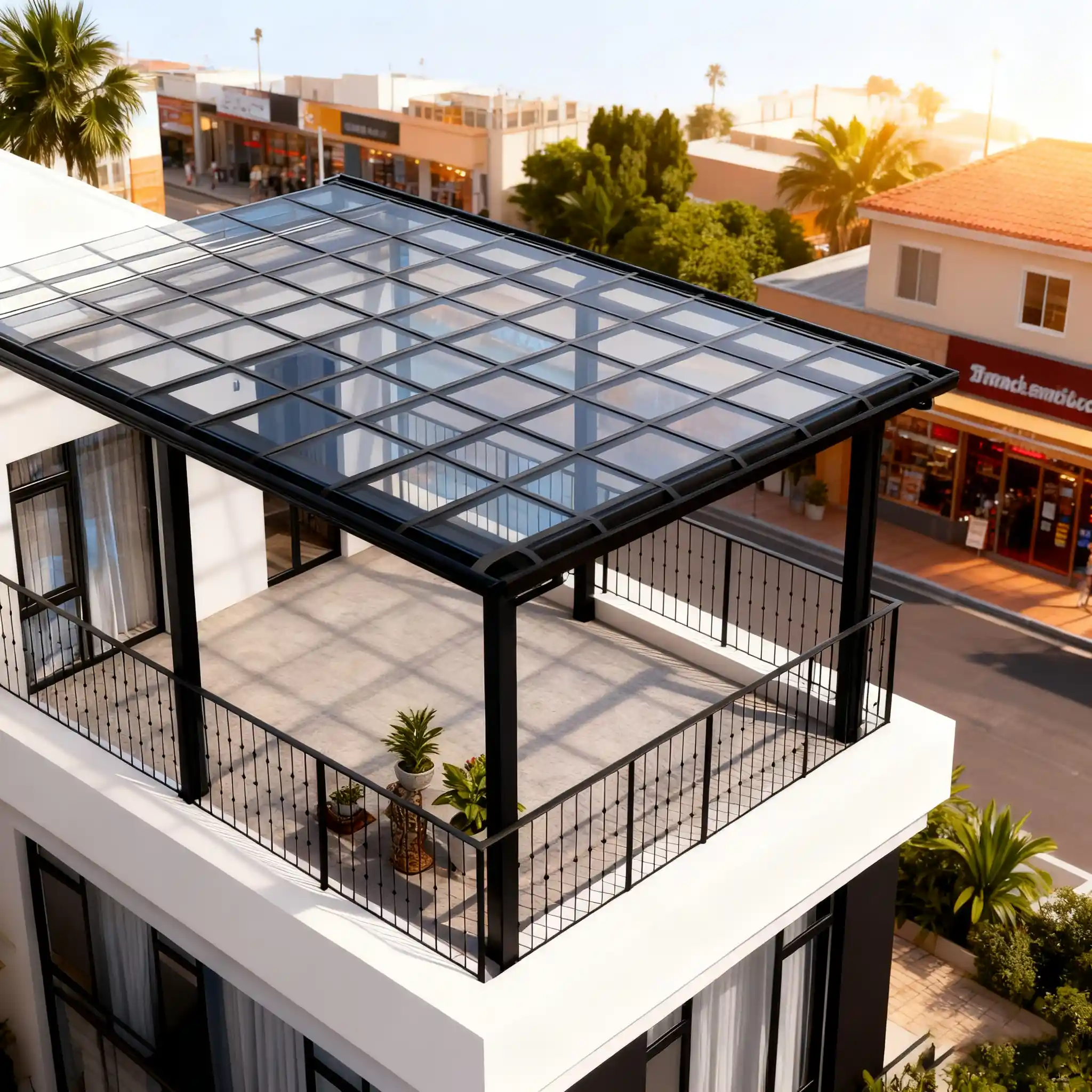 Lumisong retail entrance canopy project featuring a modern commercial storefront structure and waterproof shelter, designed to enhance shopfront visibility and provide weather protection for shoppers at retail stores and shopping malls.